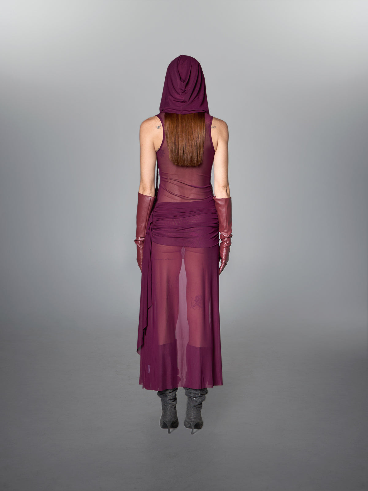 Bordeaux Red New Nyx Dress with Hood