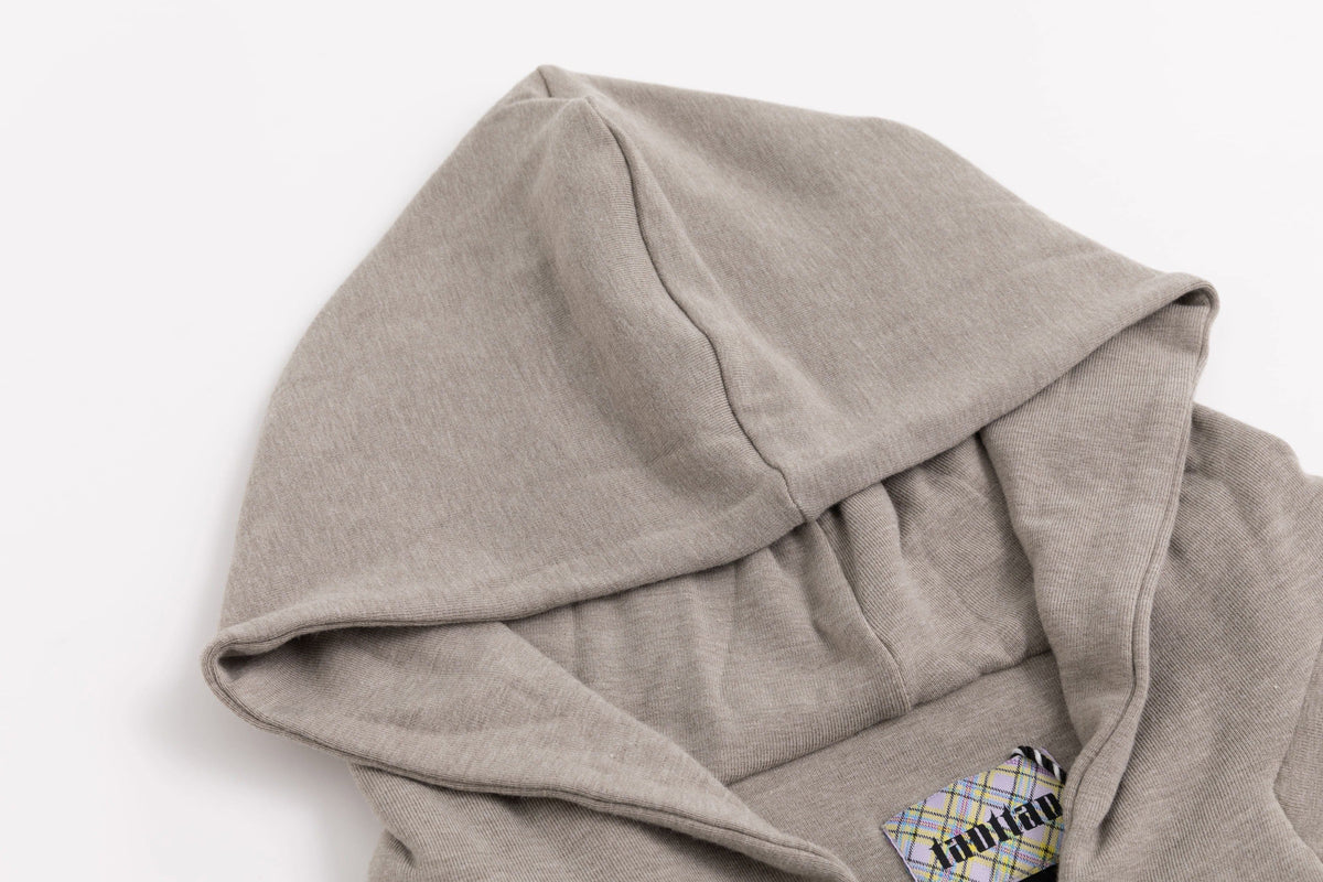 Grey Braided Hoodie Open-Sleeve Top