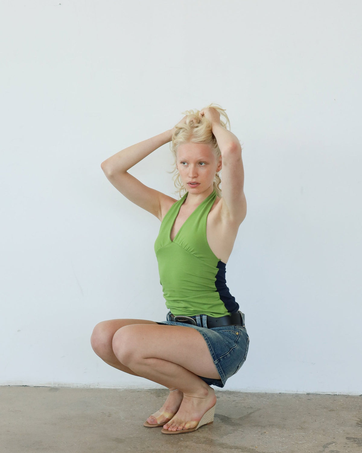 VERSO two tone halter top - green