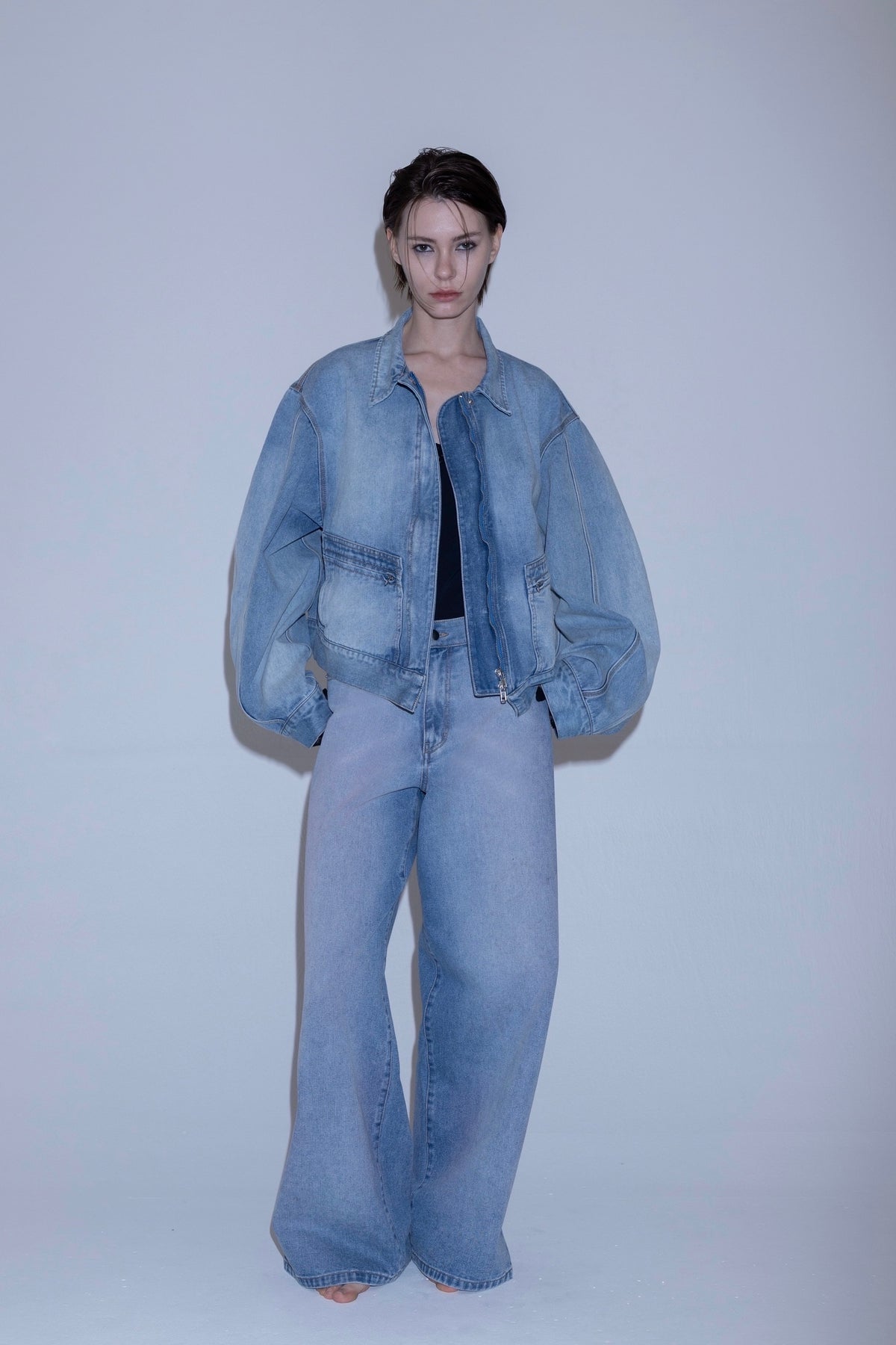 Angle denim pants