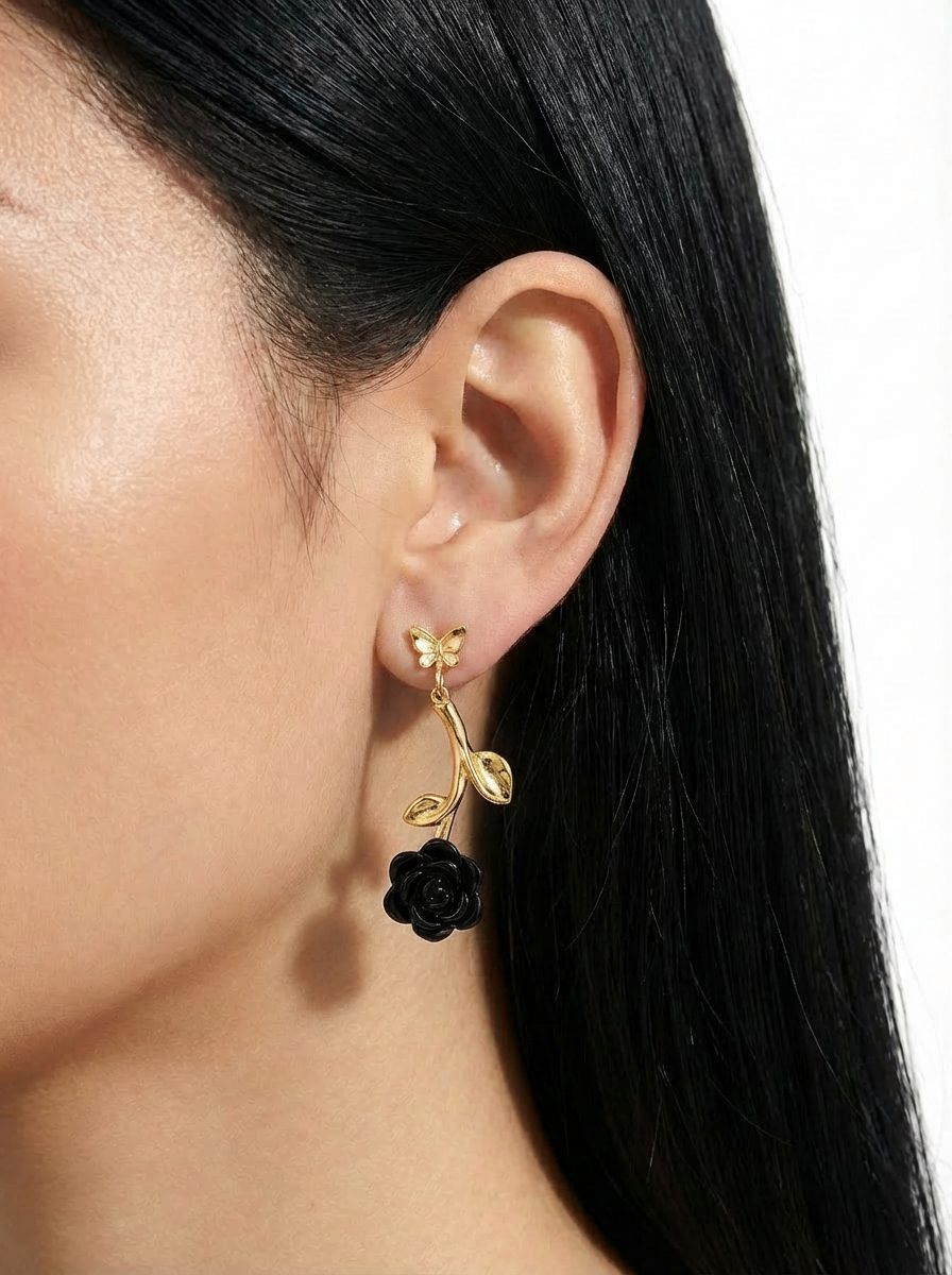 GOLD ROSE EARRINGS