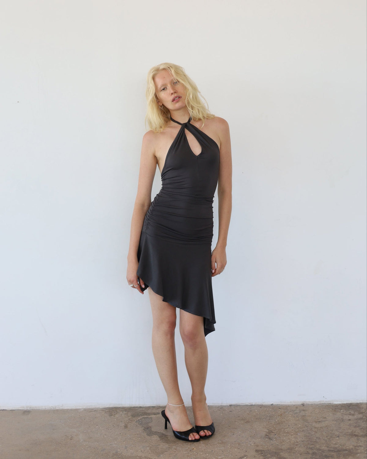 RIVERA asymmetric dress - charcoal