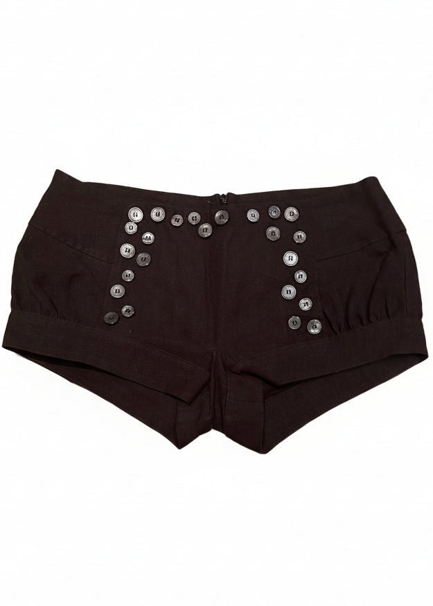 Multi-Button Sailor Short in Black