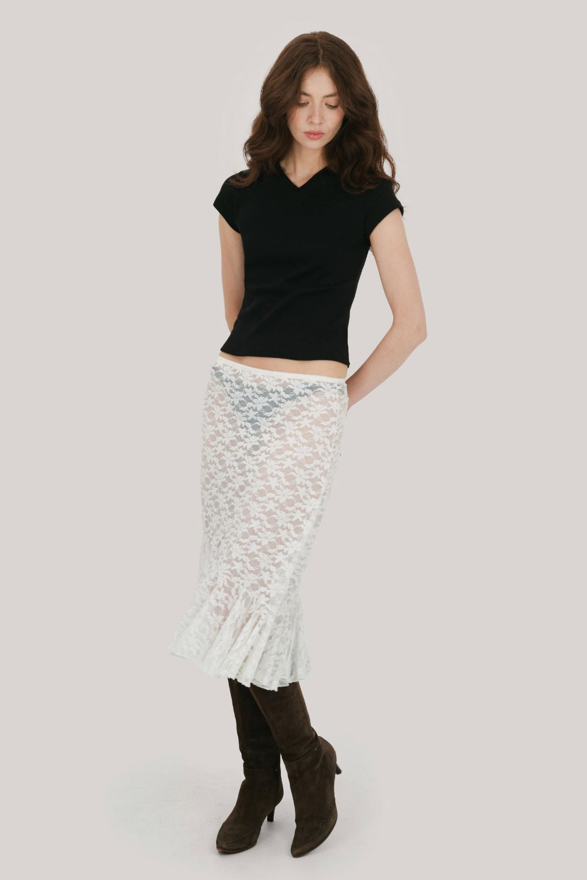 Odette Sheer Lace Midi Skirt