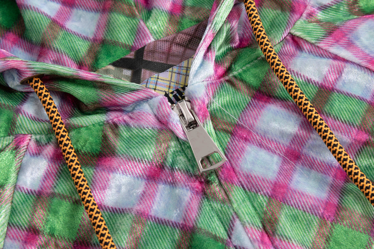 Jester Glossy Plaid Velvet Lined Tracksuit Top