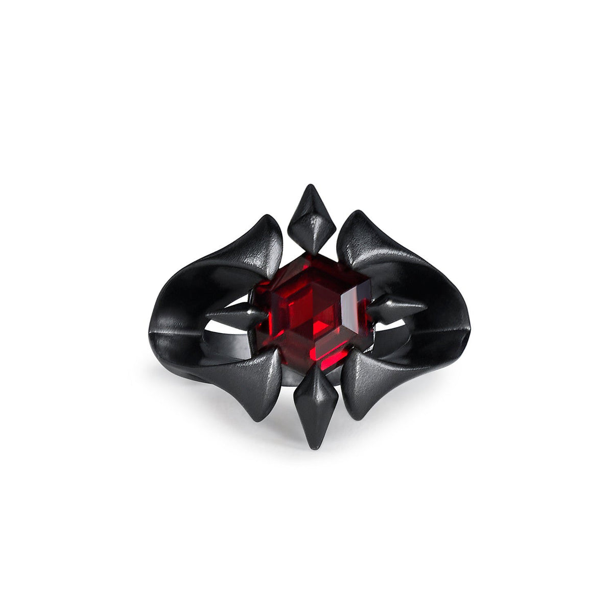 Ember Ring | Matte Black & Garnet