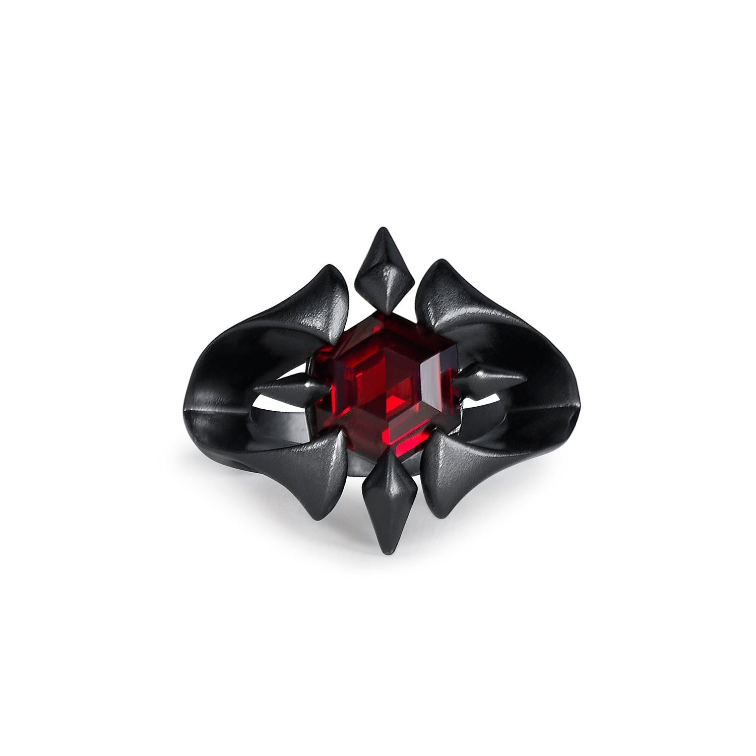Ember Ring | Matte Black & Garnet
