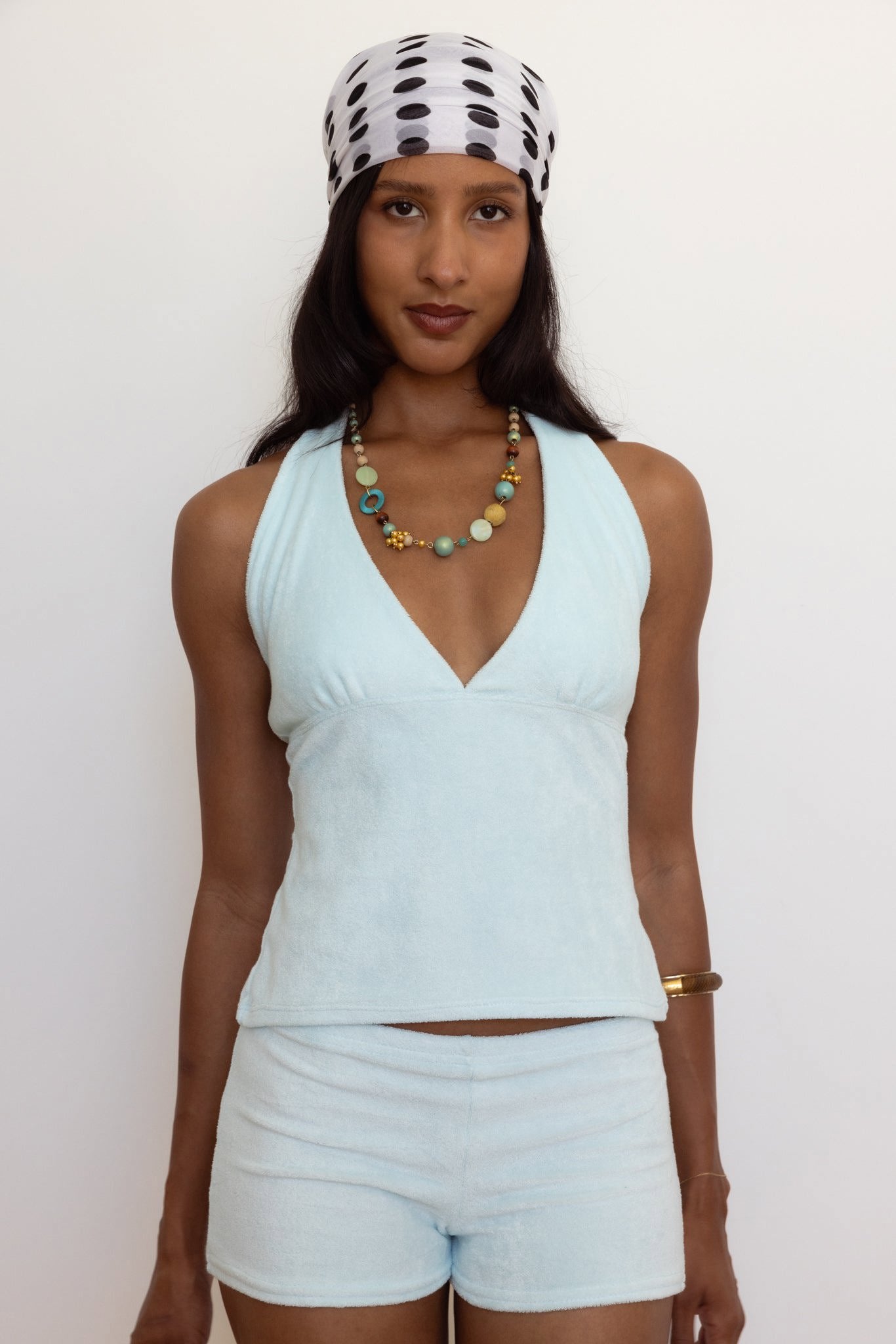 Aurora Halter Top in Ice Blue Terry