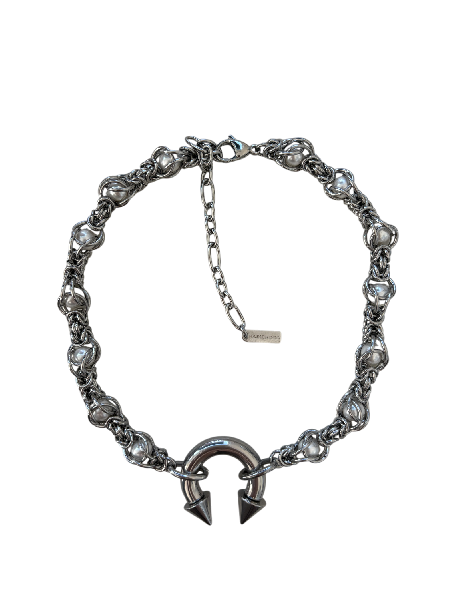 Encased Pearls Spiked Piercing Necklace