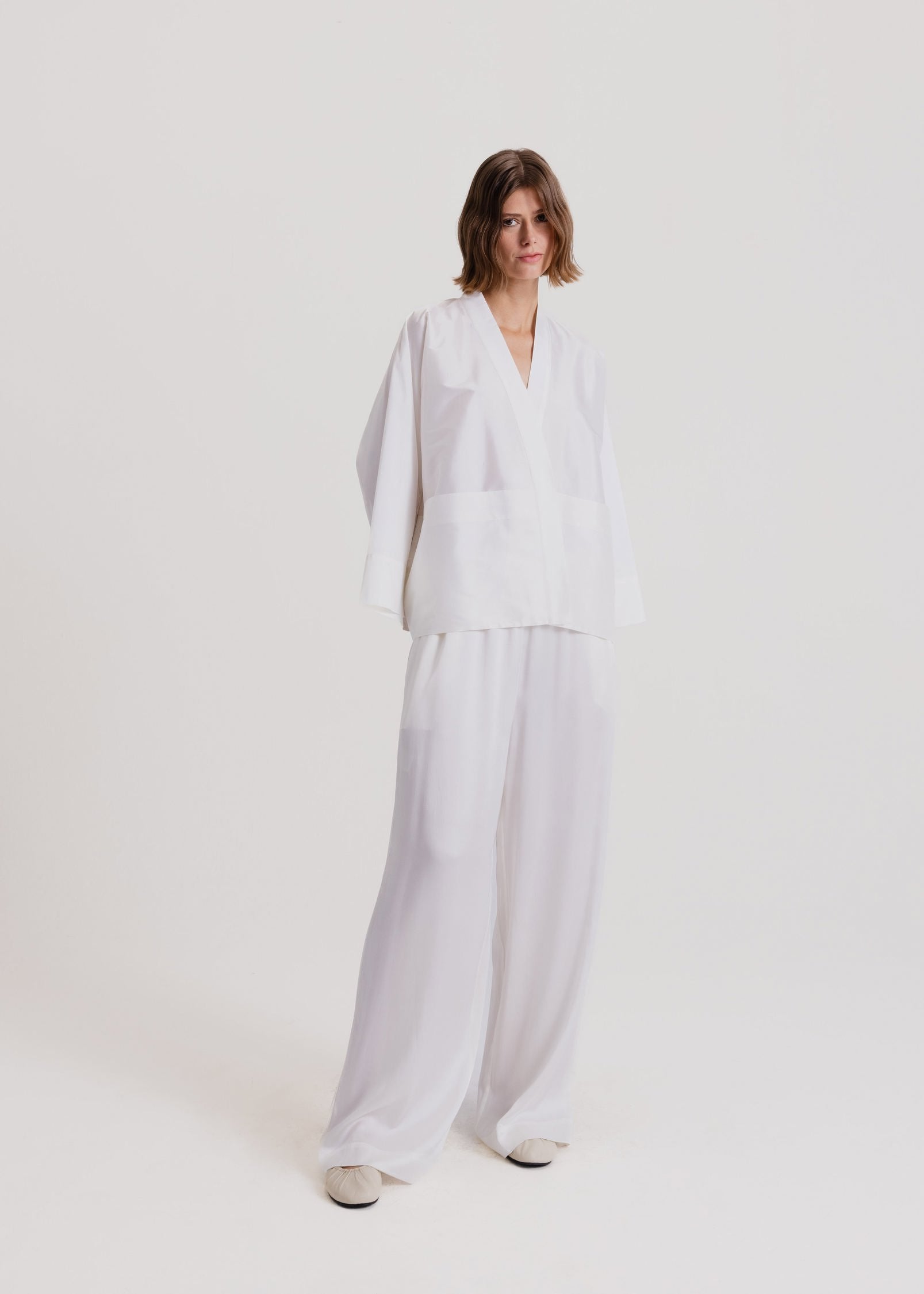 Taffeta Kimono Jacket in Milk White