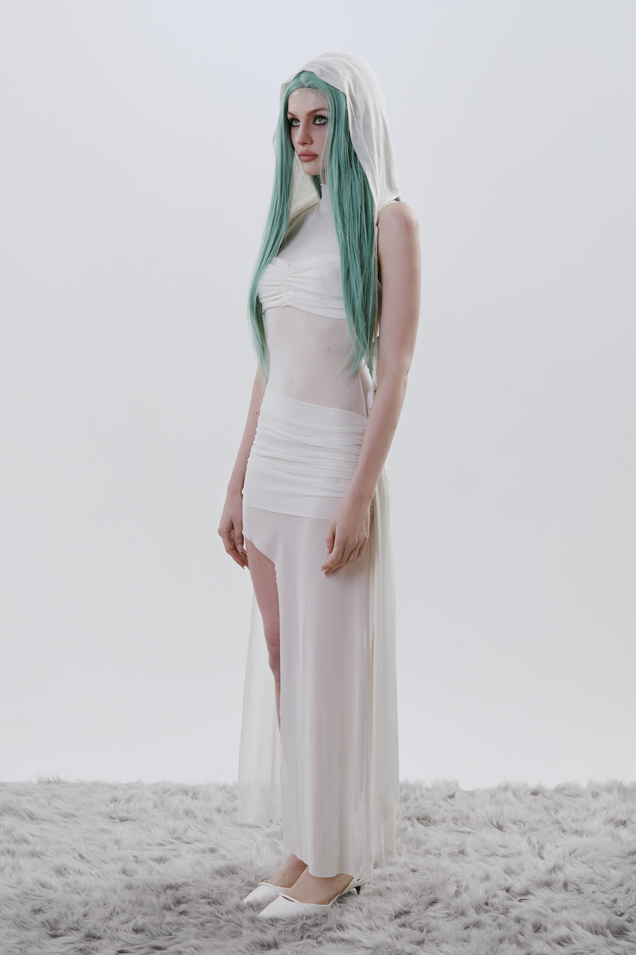 Seashell White New Nyx Dress with Hood