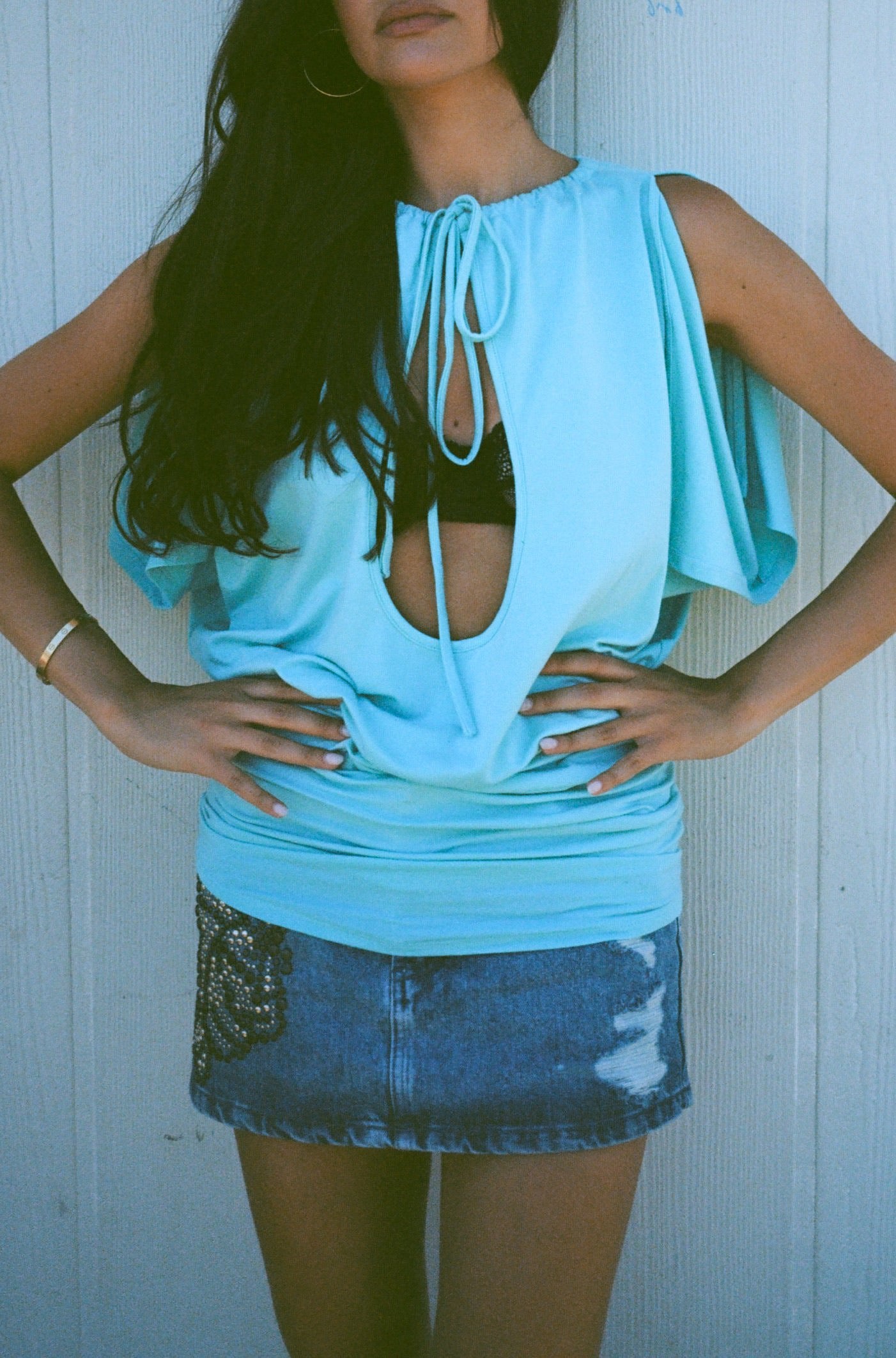 Julia Short Sleeve Dress in Aquamarine