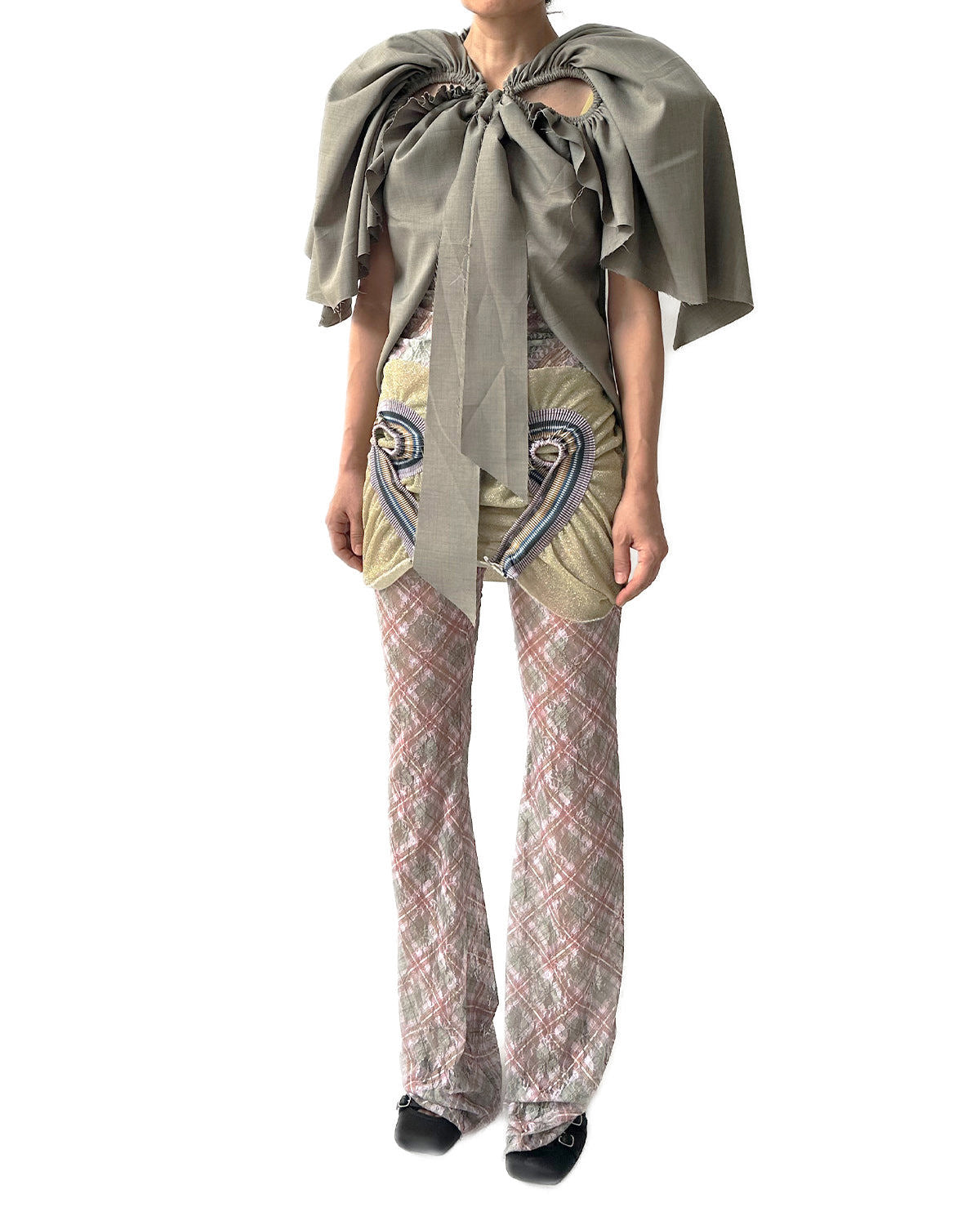 Cutout Football Bow Bolero Top with Shoulder Padding Office Suiting