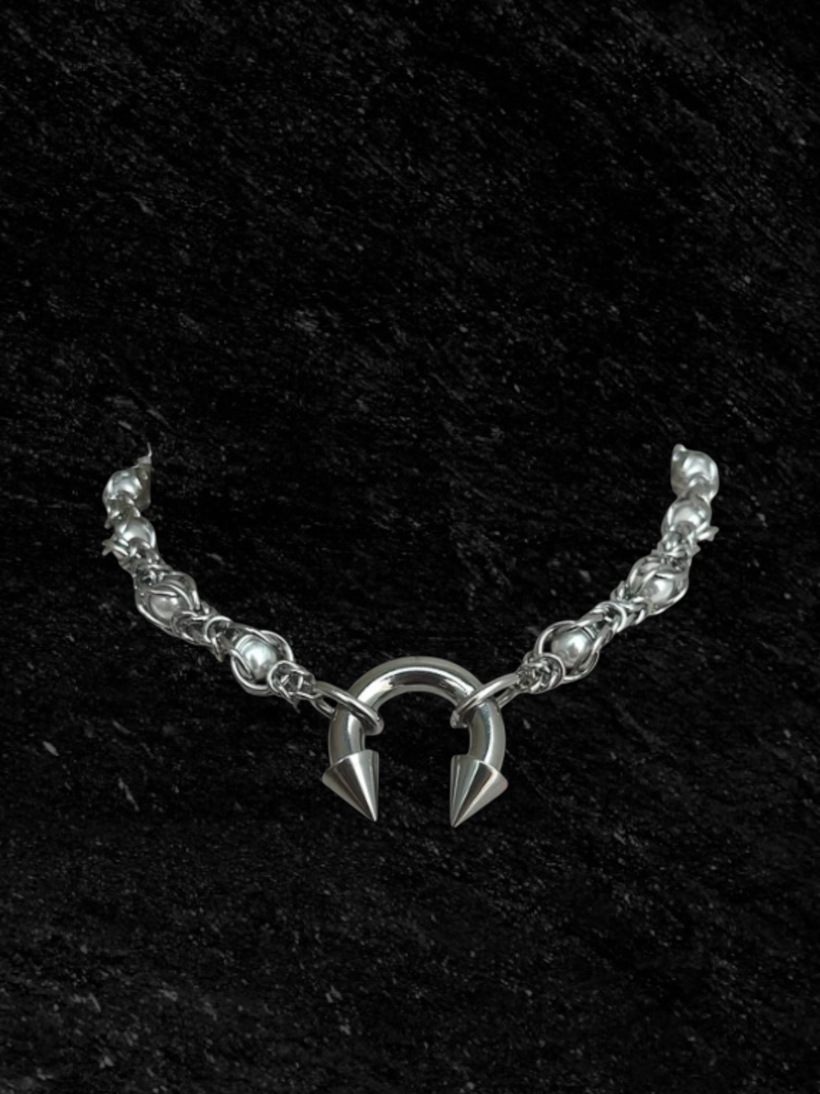 Encased Pearls Spiked Piercing Necklace