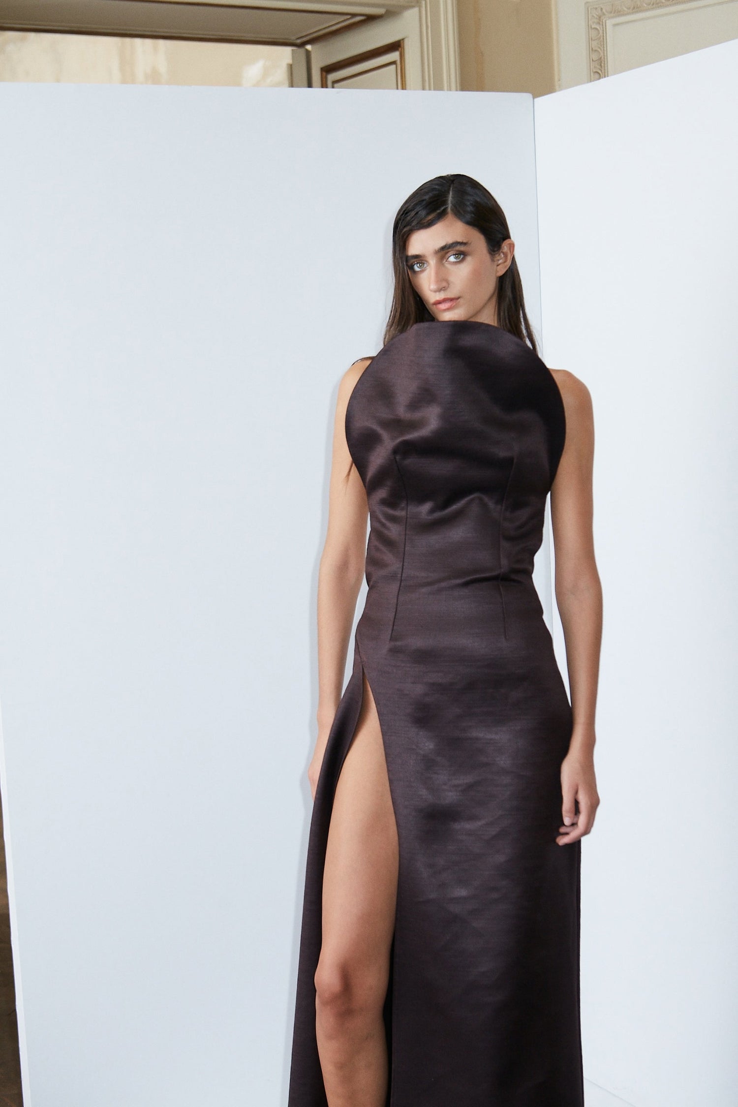 DUMONT DRESS DARK BROWN