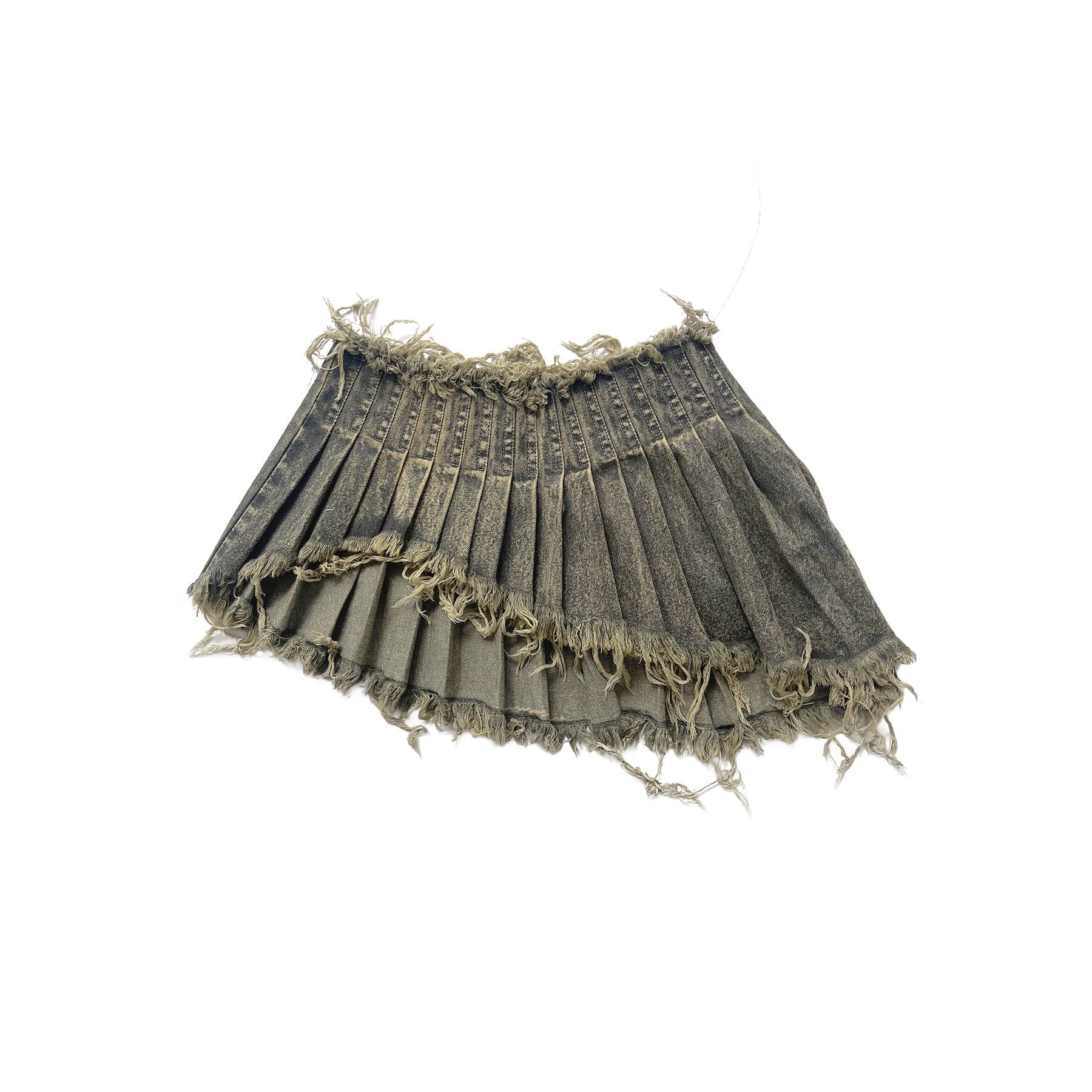 Denim Pleated Skirt Washout Gray