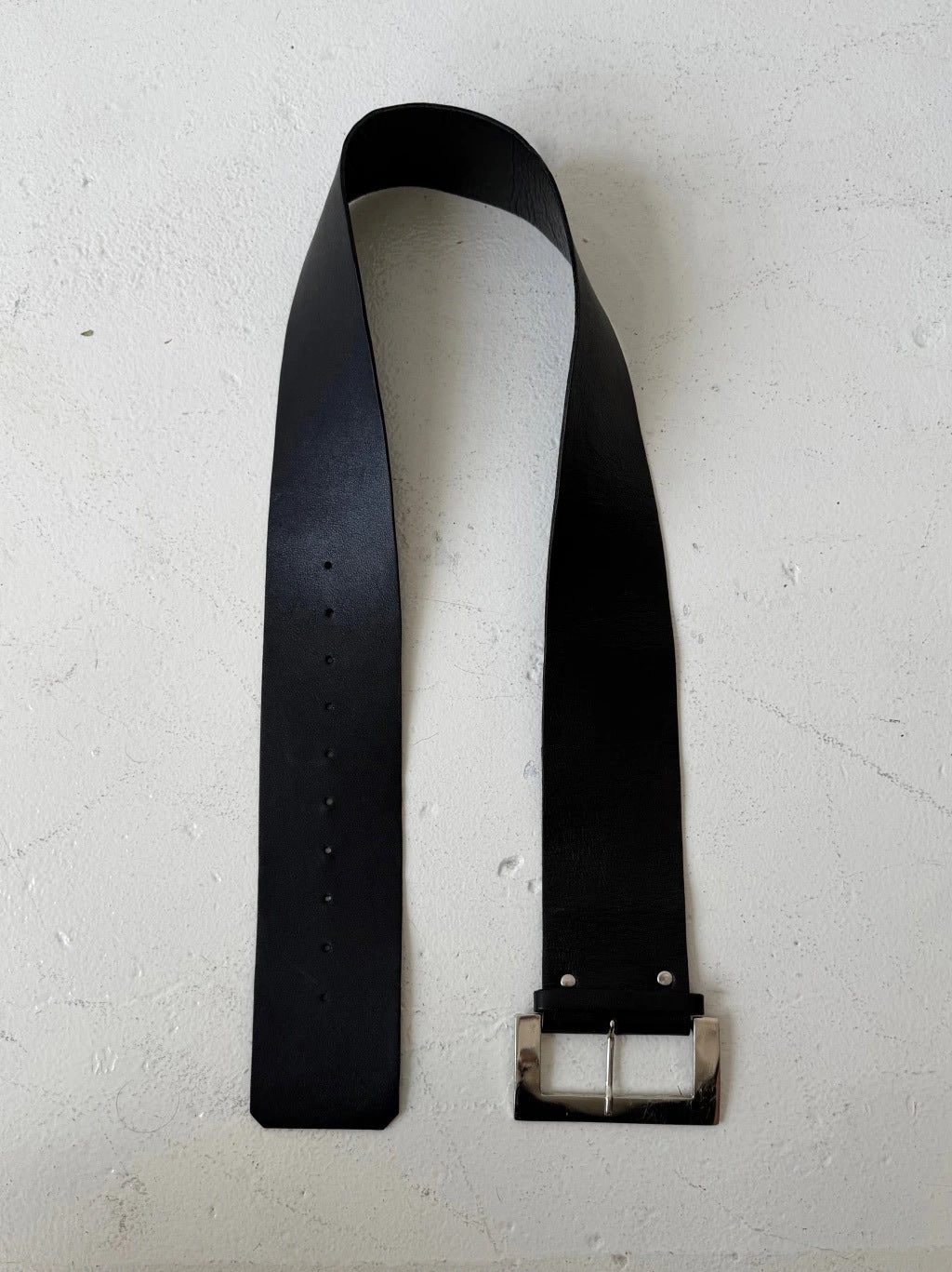 WIDE LEATHER BELT - BLACK