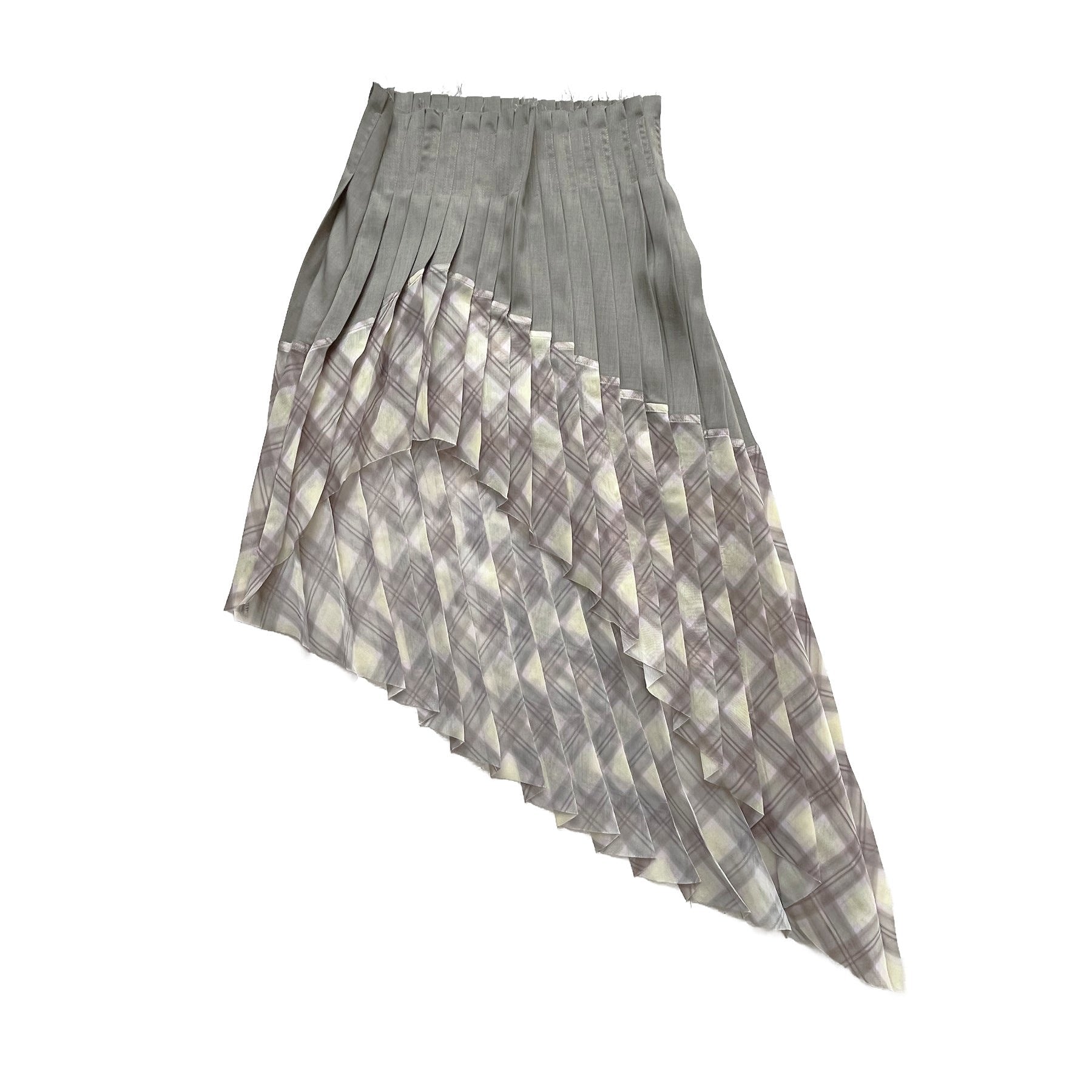Asymmetrical organza pleated skirt Porcelain