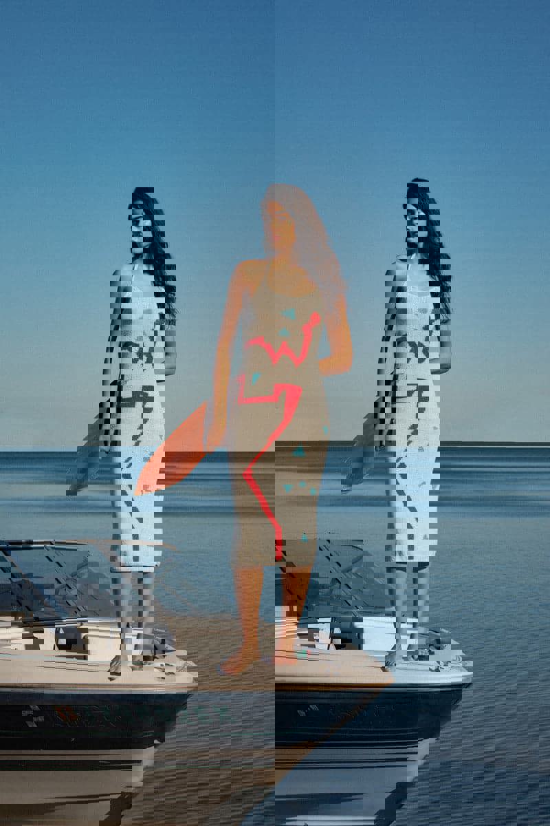 PATH PRINT KNITTED MIDI DRESS