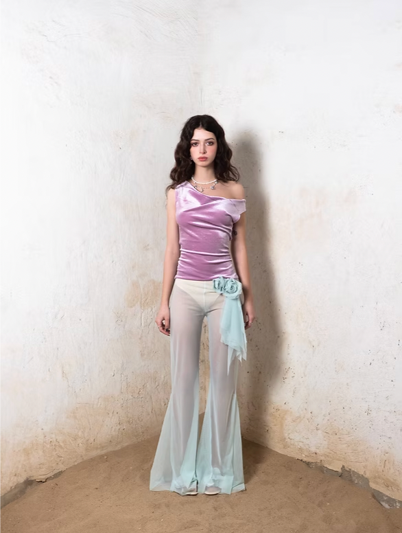 Pink Sparkly Velvet Ida Top