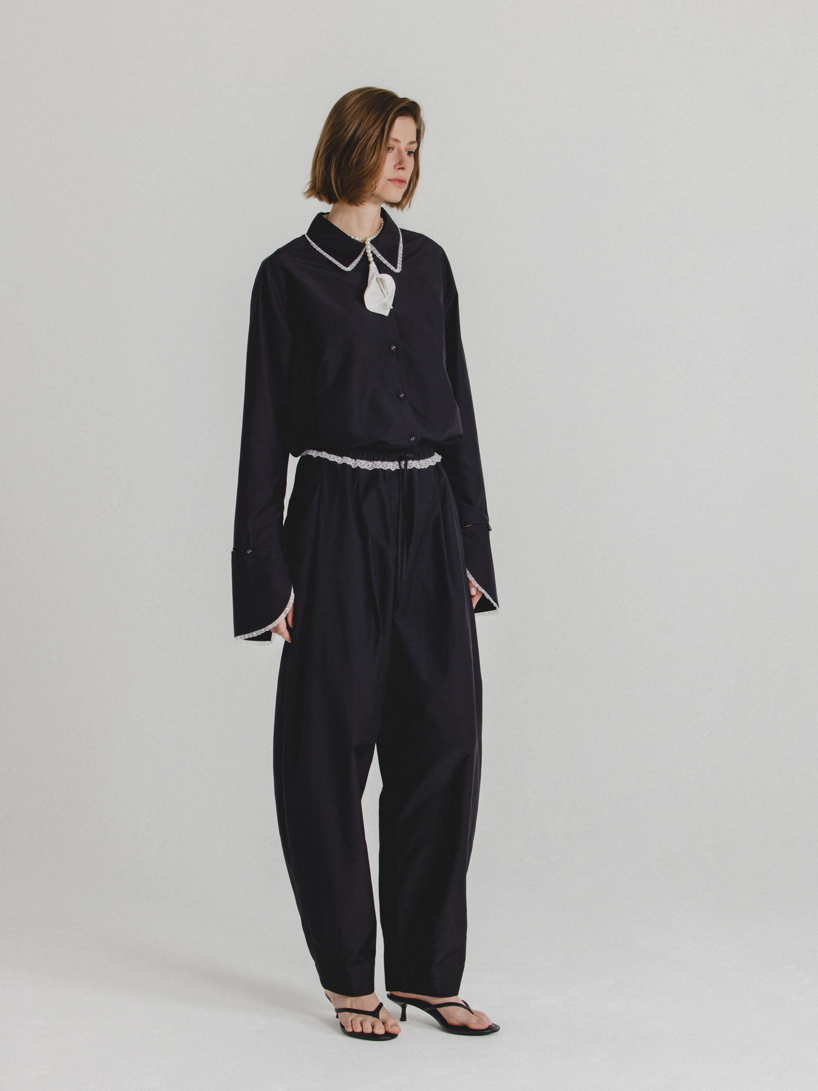 Silk-Cotton Pants in Black