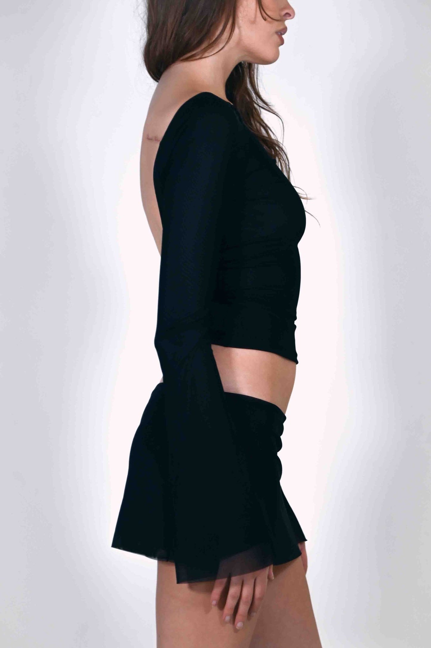 The Jane Top in Black Mesh