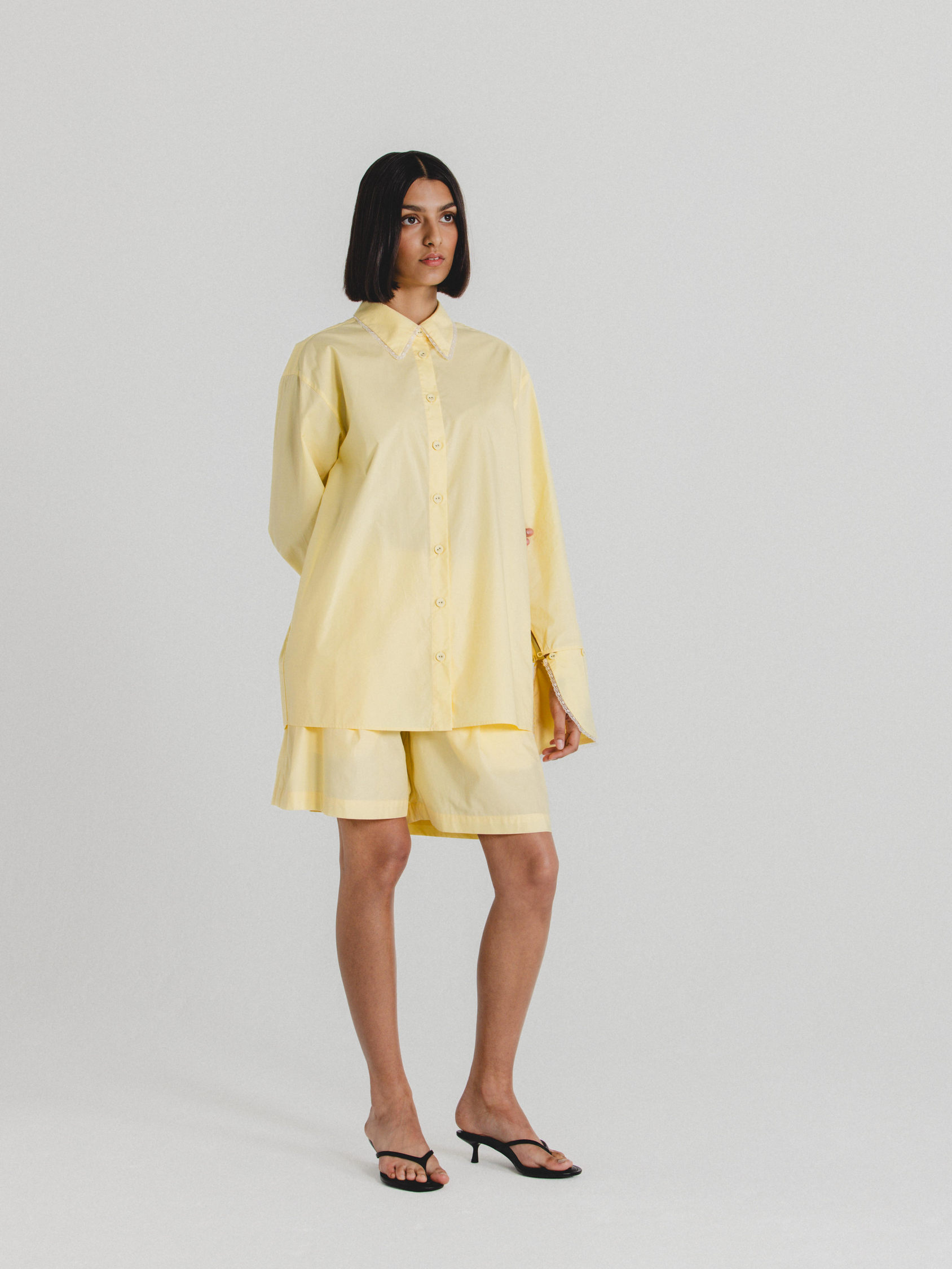 Cotton Poplin Shorts in Butter Yellow