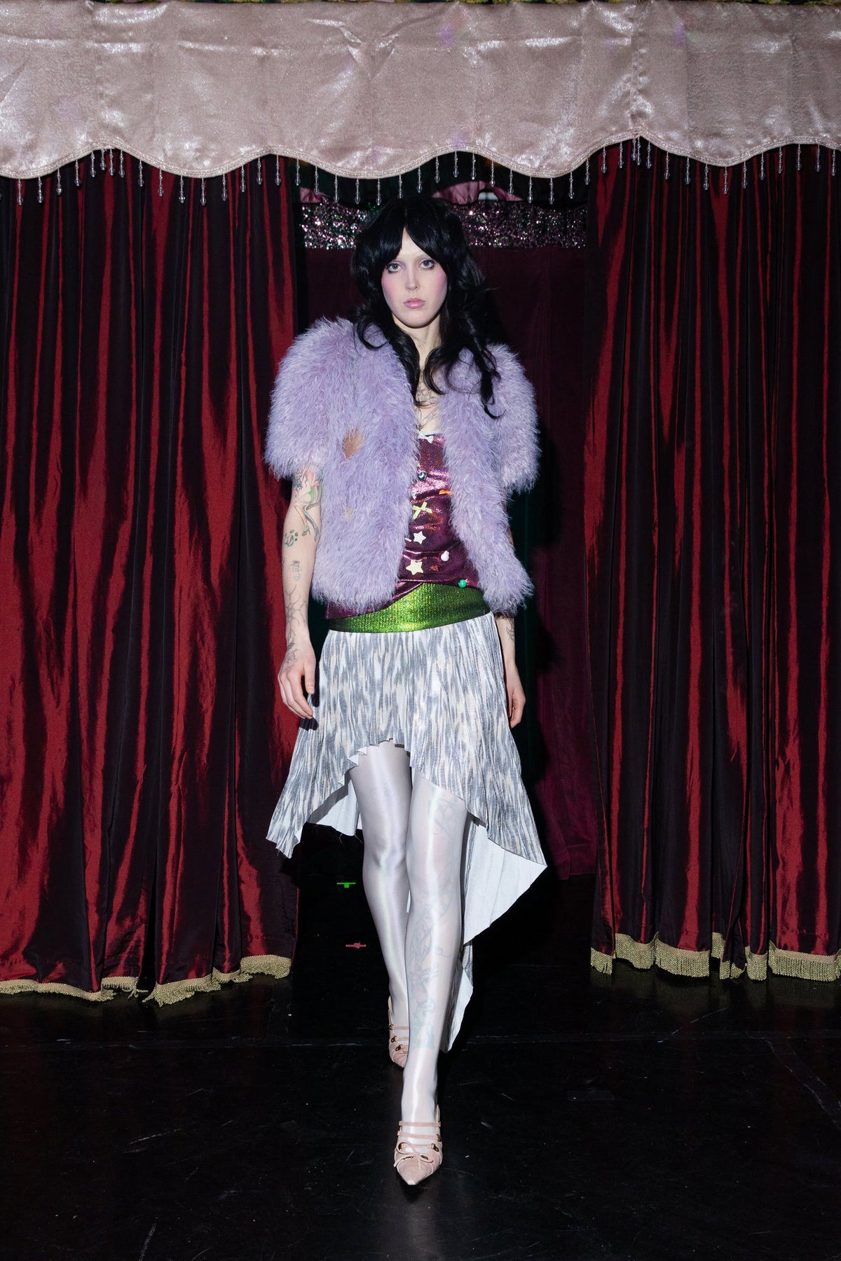 Lavender Faux Fur Patch Mini Coat