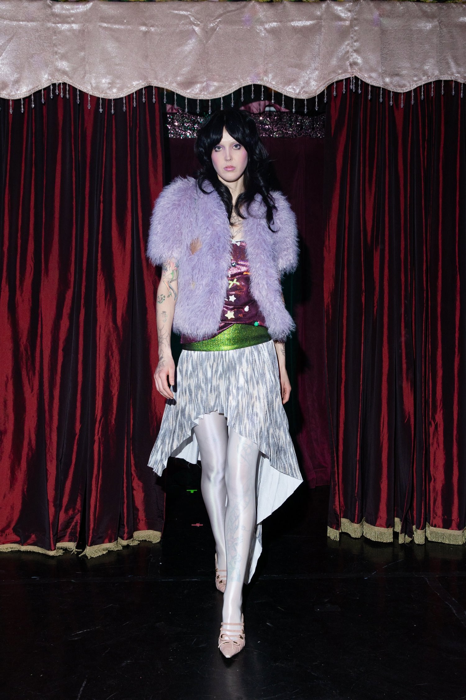 Lavender Faux Fur Patch Mini Coat