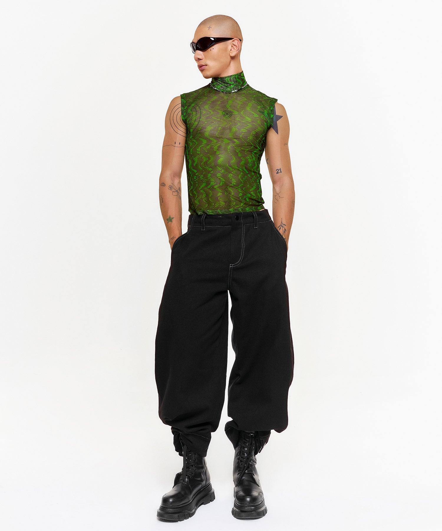 Unisex Sleeveless Psychedelic Mesh Shirt