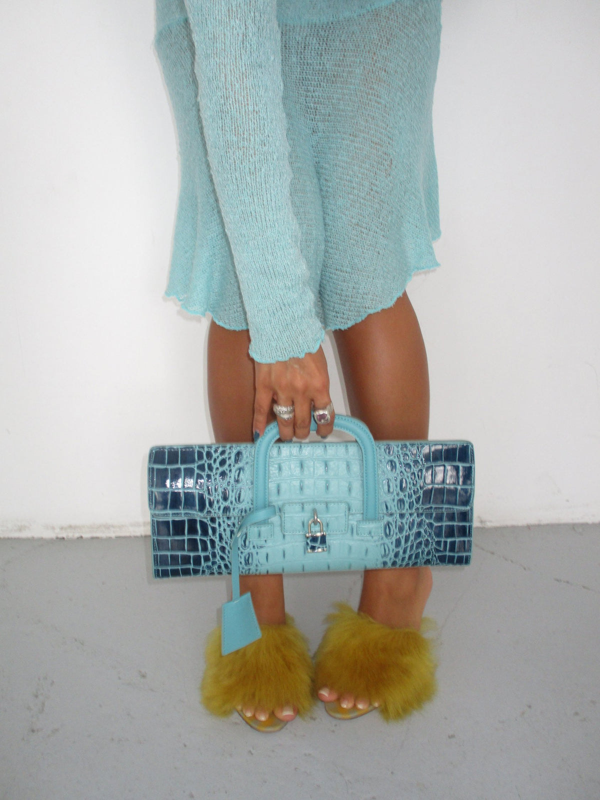 Blue Ombre Croc New York Clutch