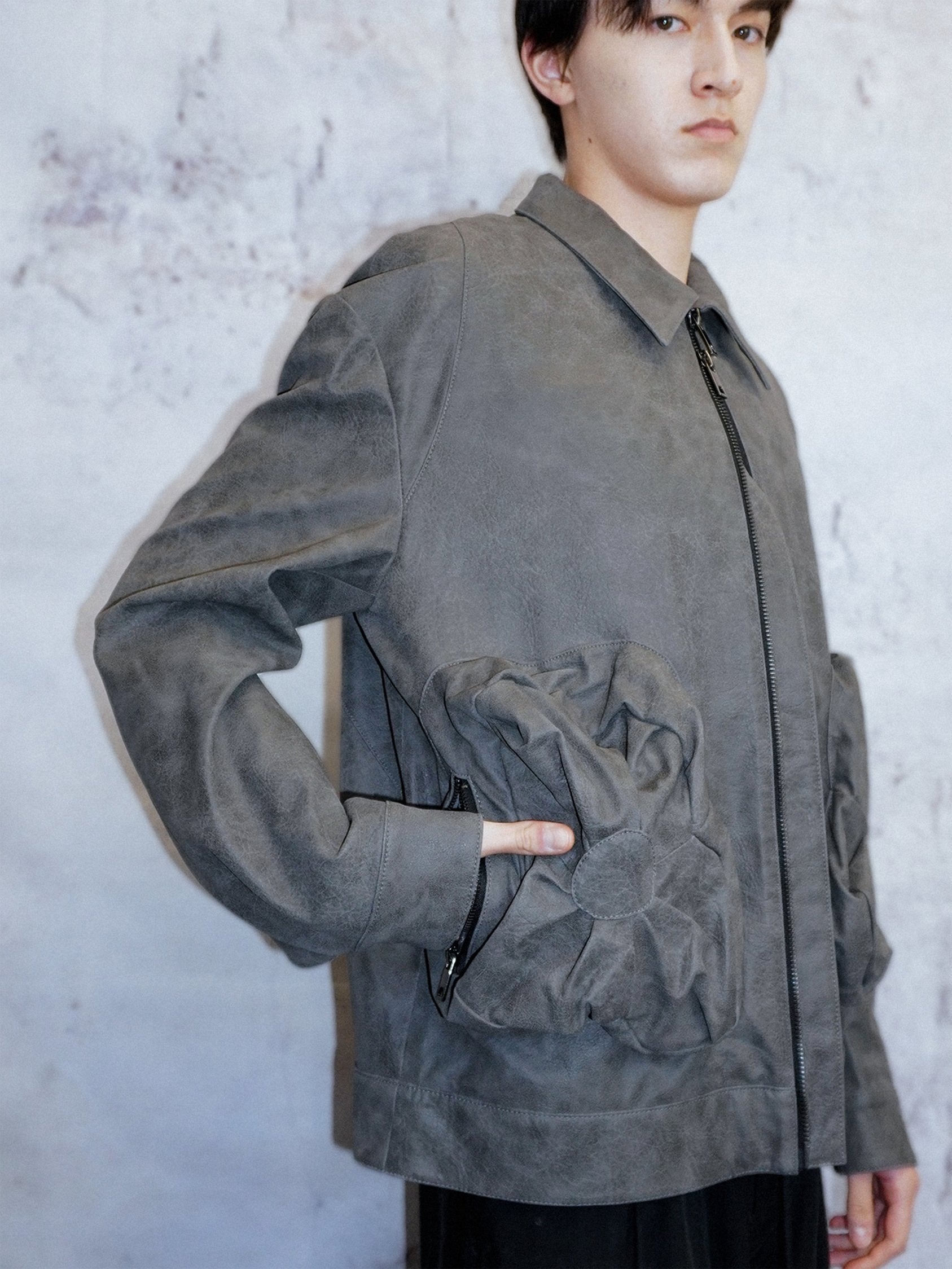 🧡REGENERATED LEATHER BOMBER JACKET