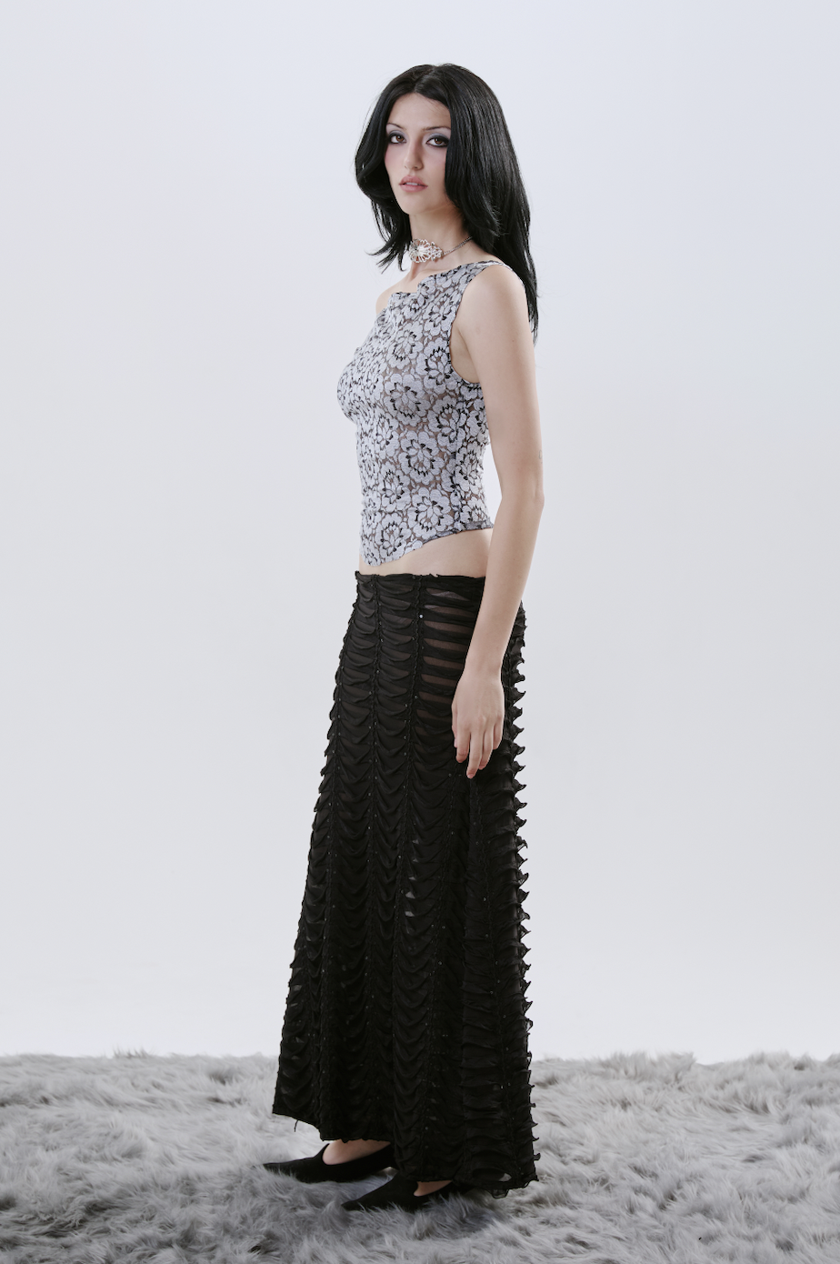 Silver Moonflower Lace Top