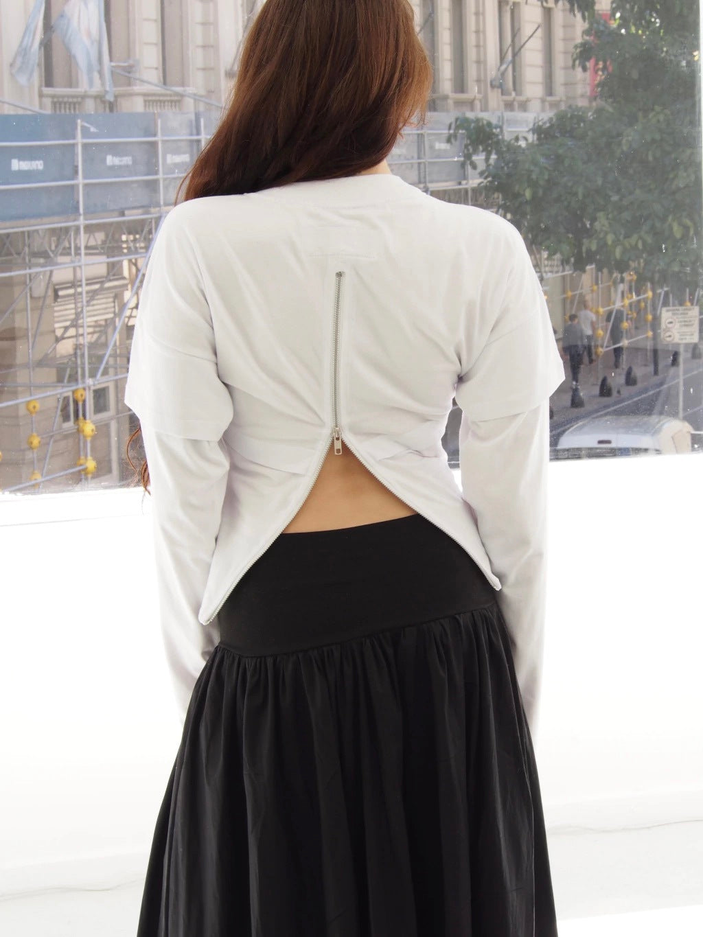 REMERA ZIP ON THE BACK - LONG SLEEVE - WHITE