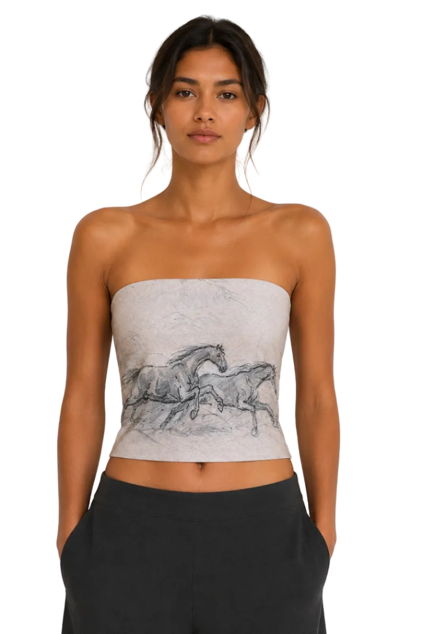 LUCKY HORSE STRAPLESS TOP