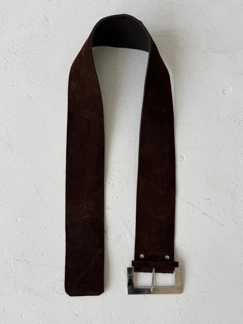 WIDE LEATHER BELT - BROWN SUEDE