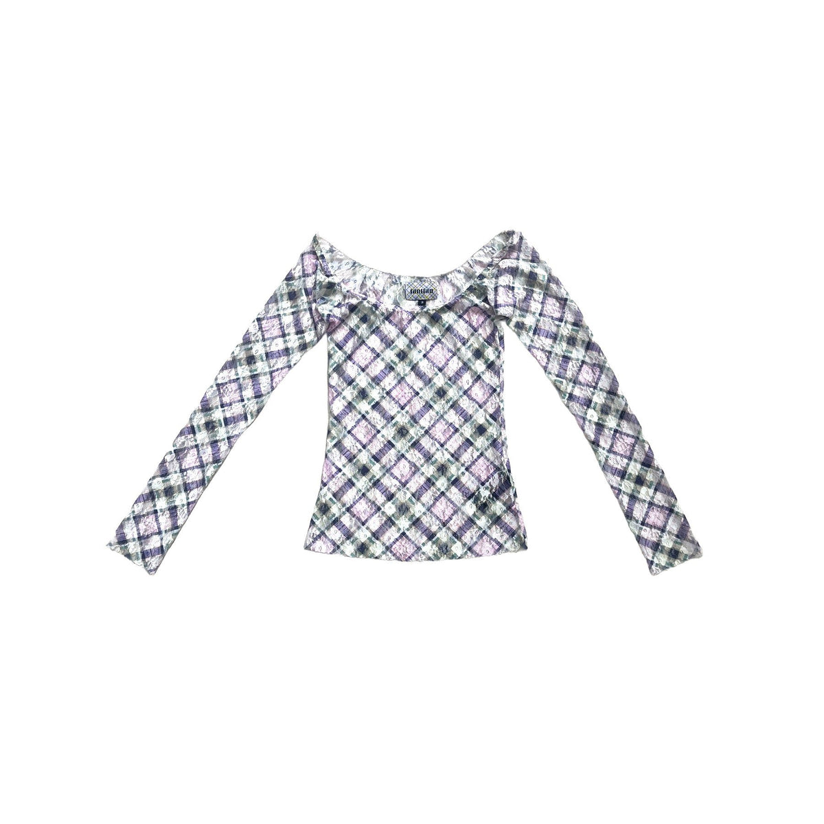 Plaid Lace Off Shoulder Top Lucid