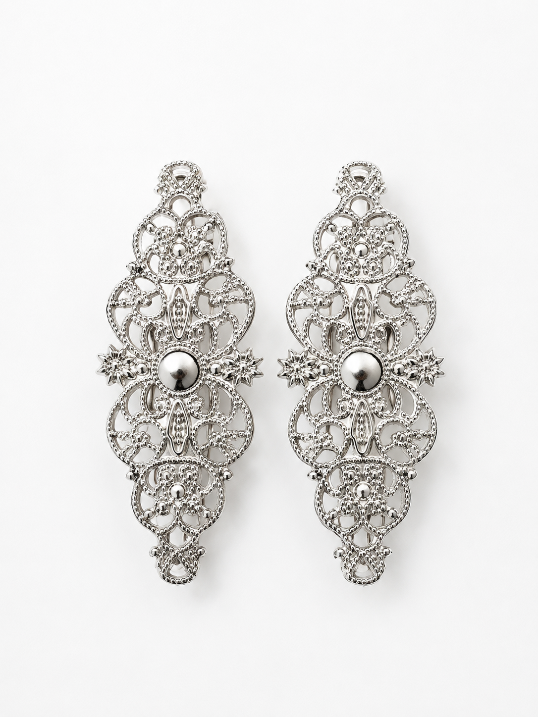 Silver Filigree Hairclips