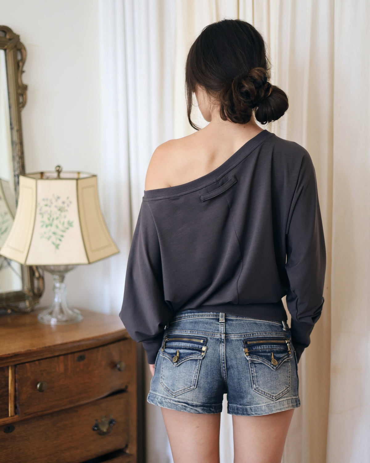 CARMEN top - charcoal
