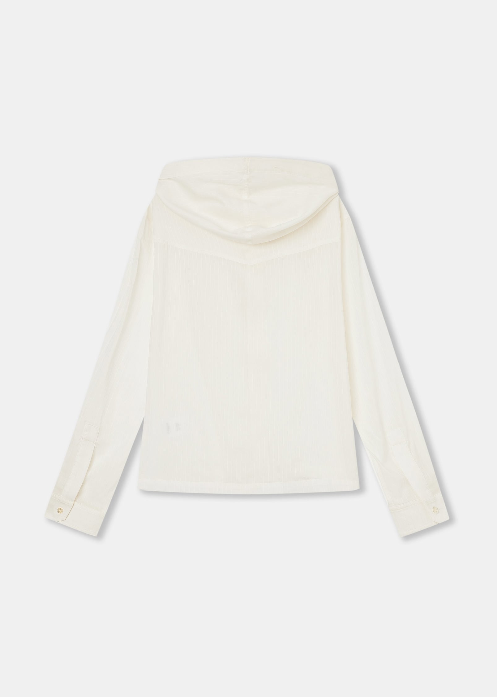 White Shadow-Stripe Hoodie Shirt