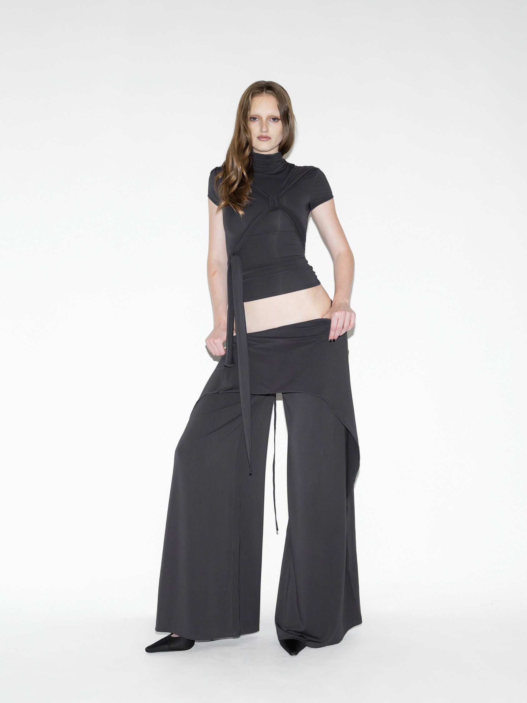 Draped Bat Pants Gray