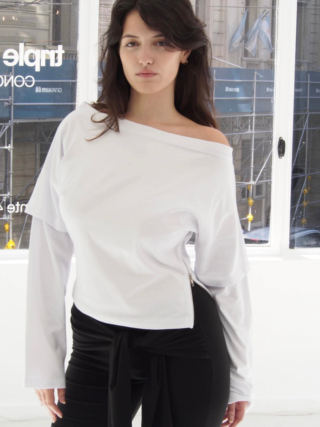 REMERA ONE ZIP - LONG SLEEVE - WHITE