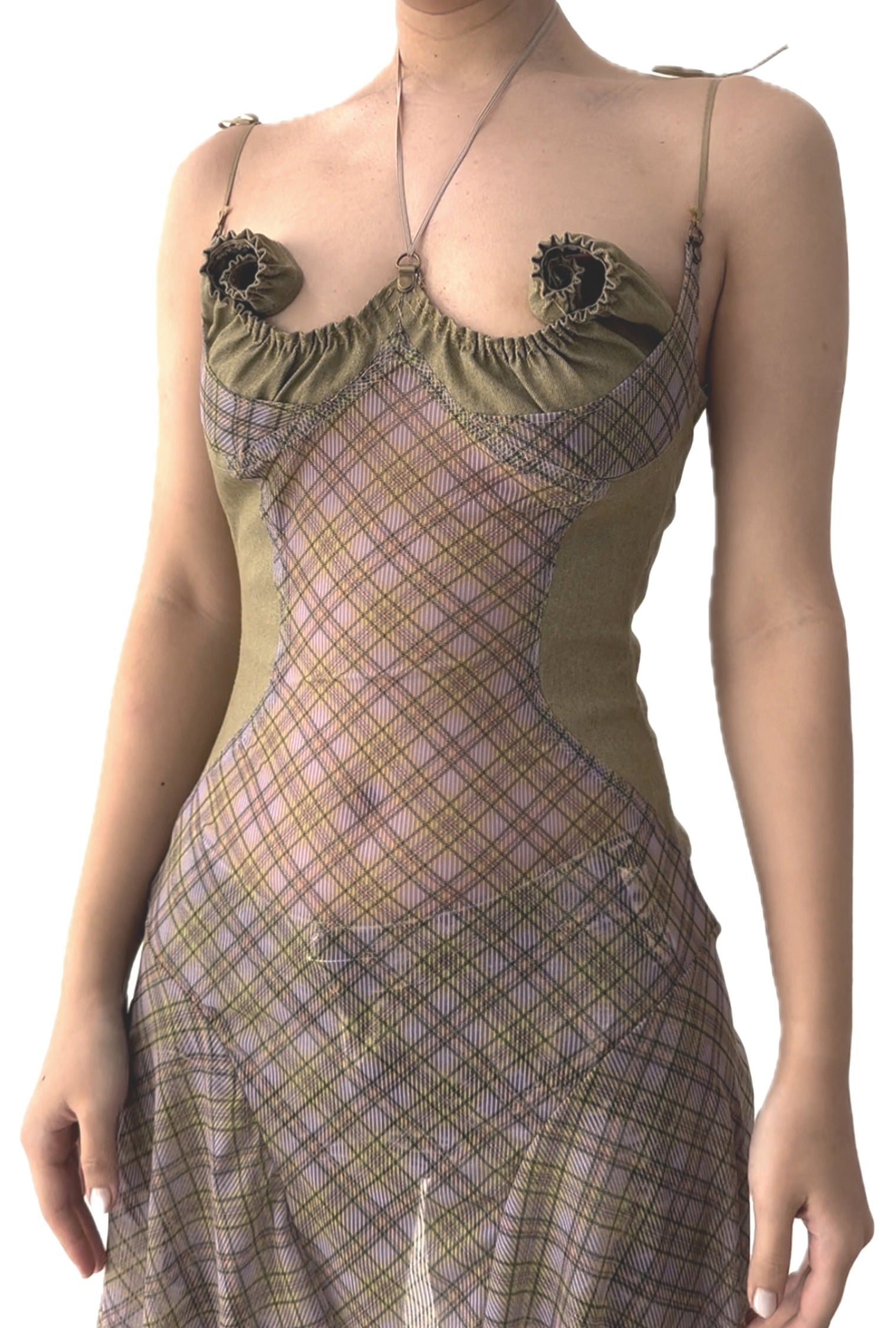 Swirl Patched Halter Mini Dress