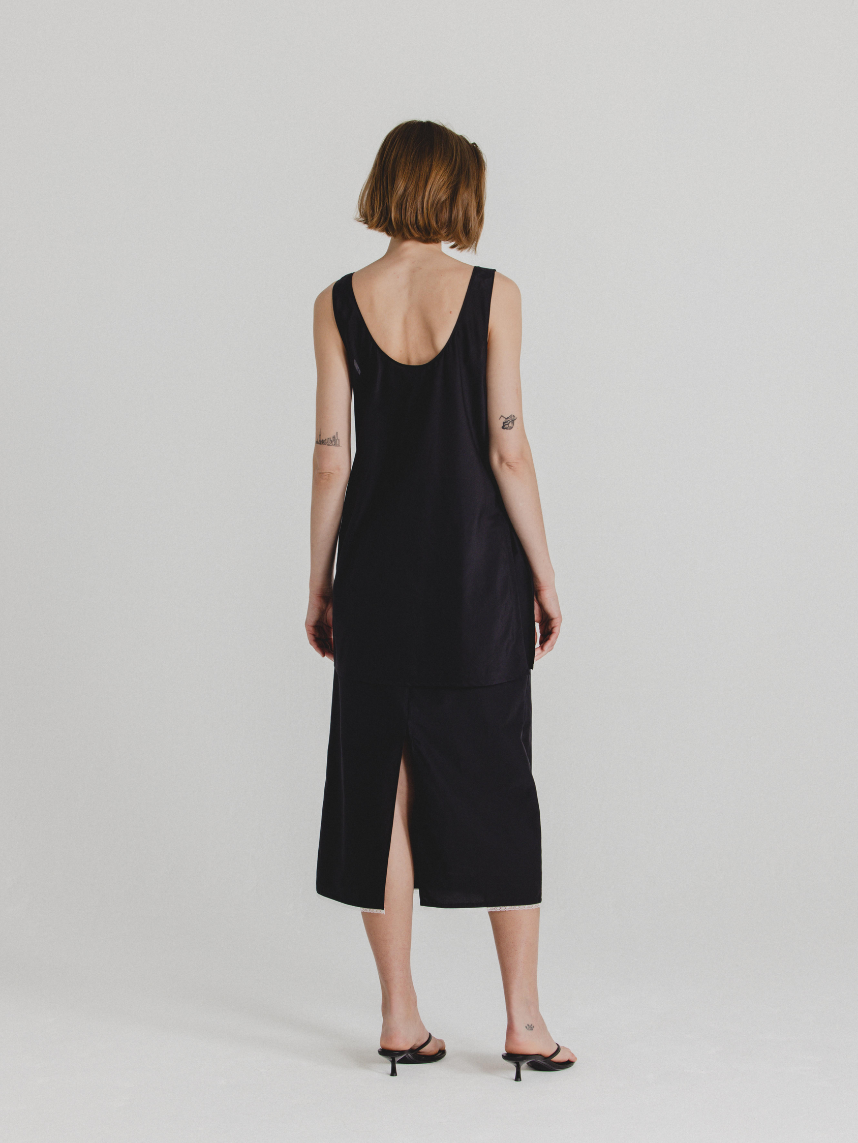 Silk-Cotton Tank in Black