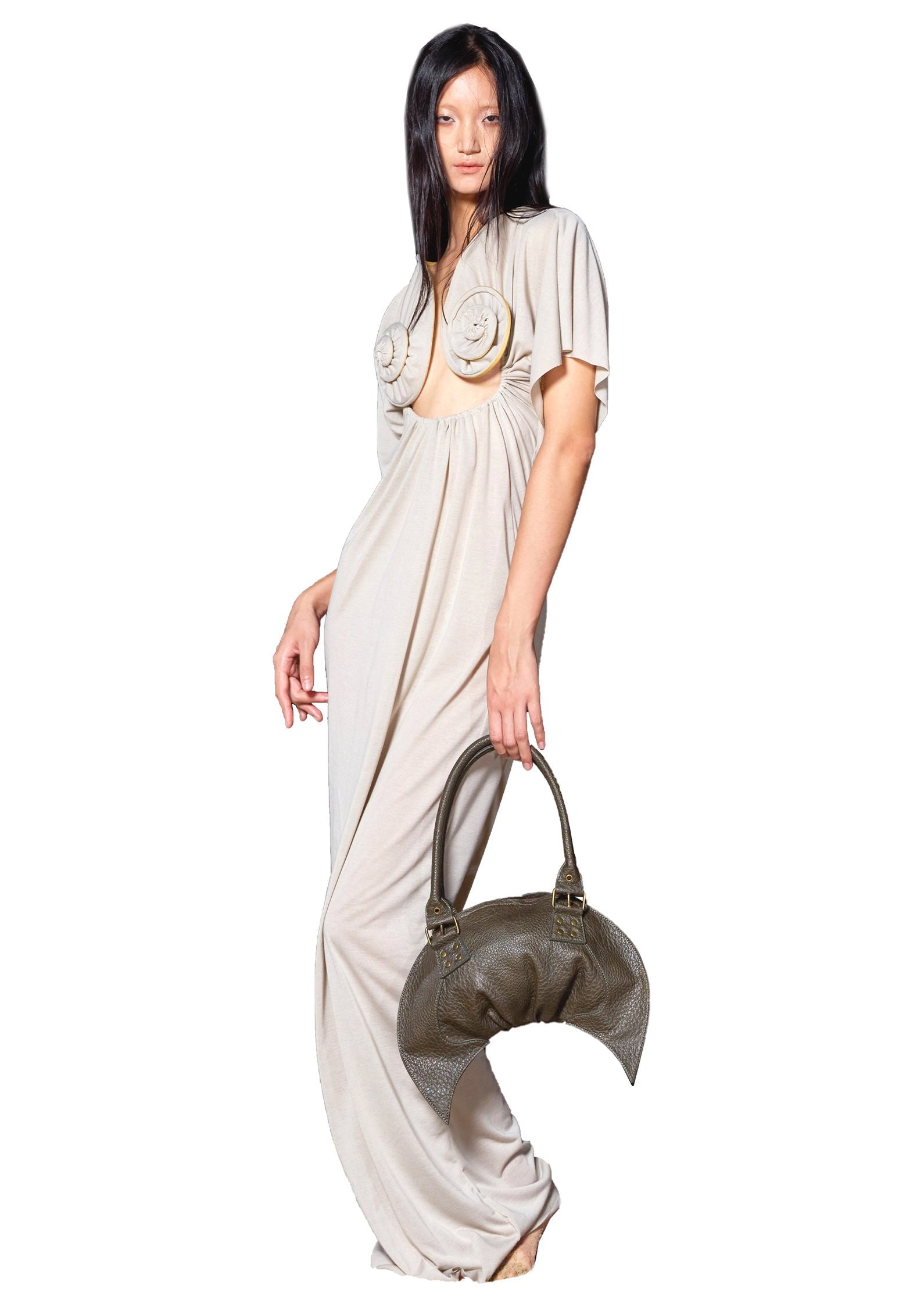 Sea Shell Swirl T-Shirt Gown Beige Jersey