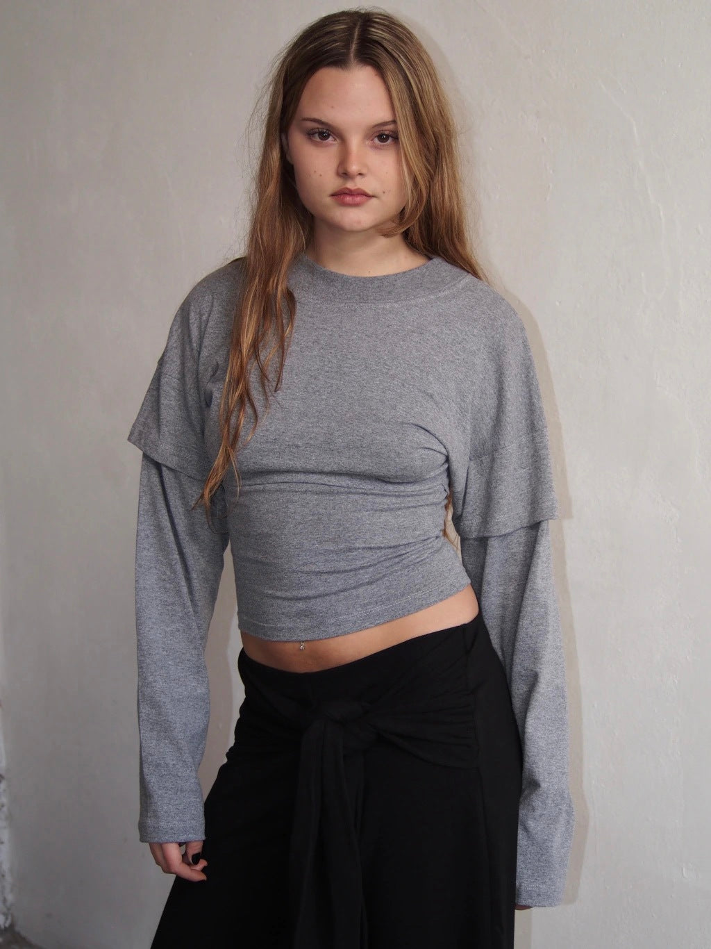REMERA ZIP ON THE BACK - LONG SLEEVE - GREY