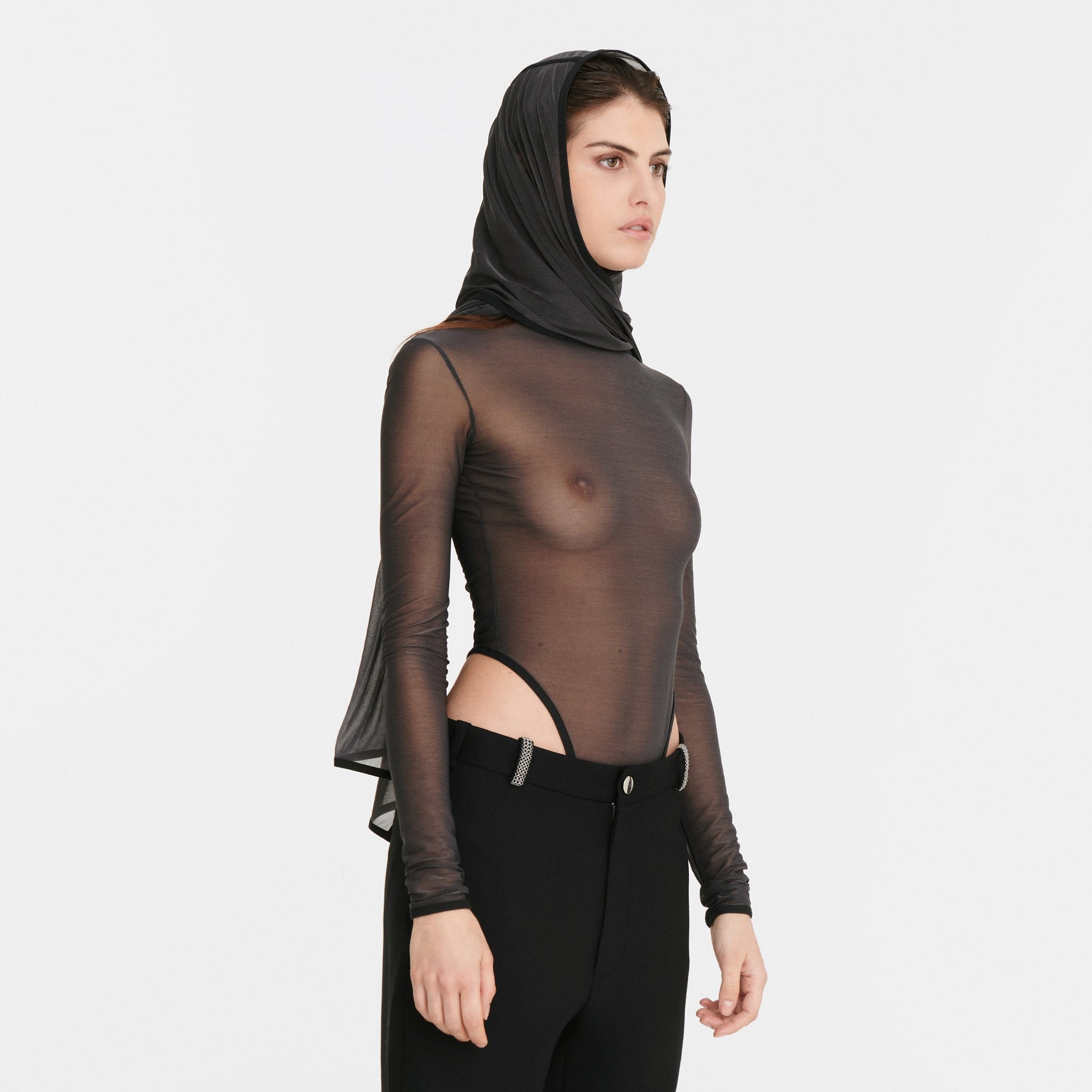 Madonna Bodysuit in Sheer Grey