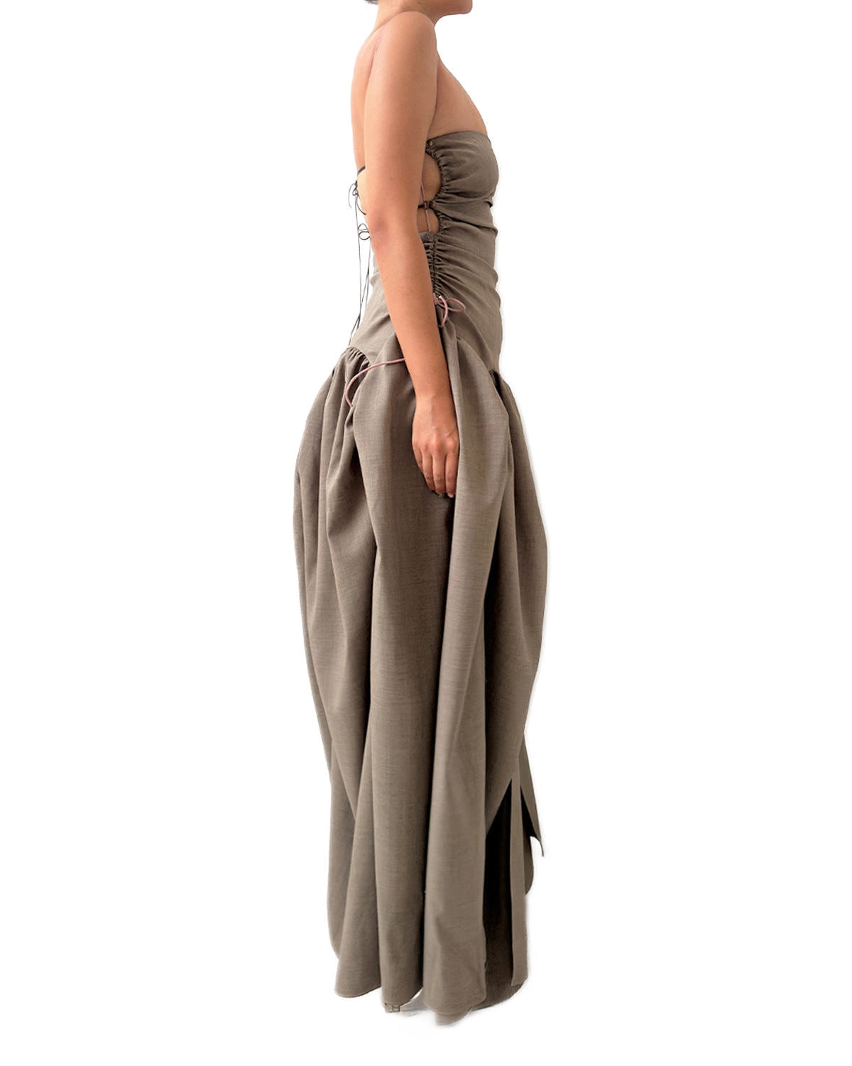 Open Back Cami Bubble Maxi Dress Office Grey Suiting