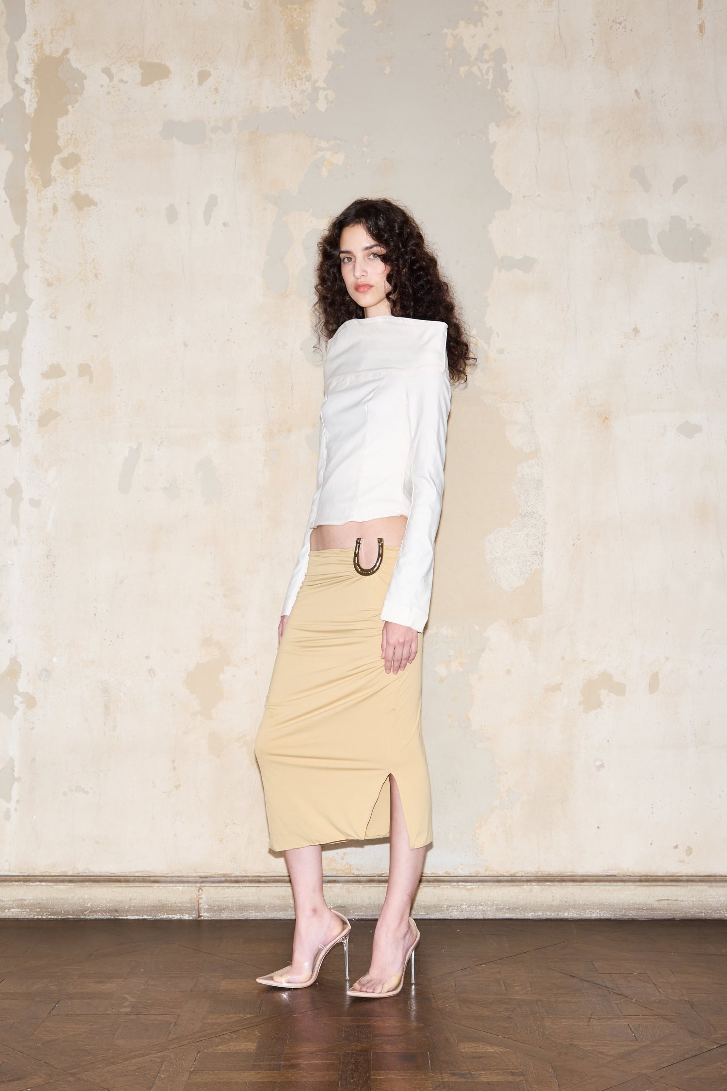 MIDI HELGUERA SKIRT CAMEL