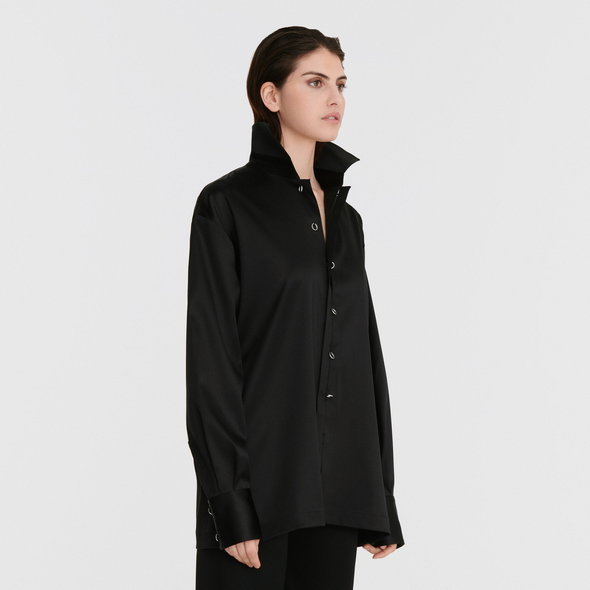 Herma Shirt in Black Satin